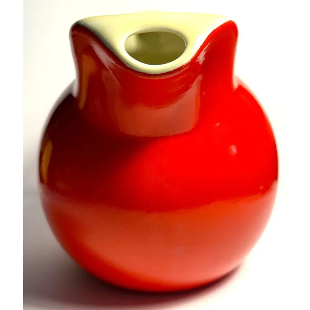 VTG Hall's Superior Quality Kitchenware Red Ball Pitcher MCM Ceramic Water Jug